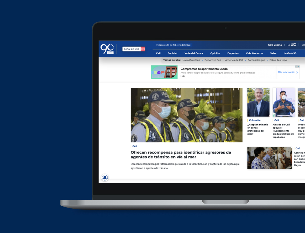 Rediseño Sitio Web del noticiero 90 minutos
